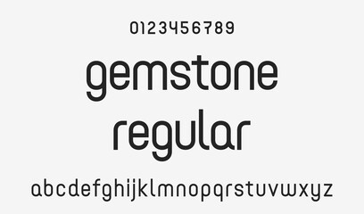 Vector modern alphabet. Lowercase geometric letters with numbers. Elegant abstract font for your design and logos.