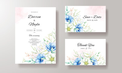 Elegant and luxurious watercolor floral wedding invitation card