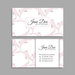 Fototapeta na wymiar Flower business cards pink flowers