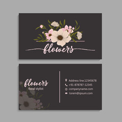 Flower business cards pink flowers