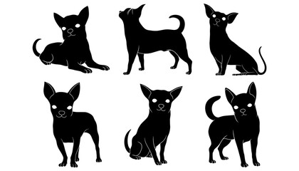 hand drawn silhouette of cihuahua