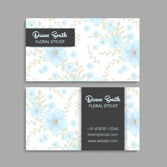 Flower business cards blue flowers