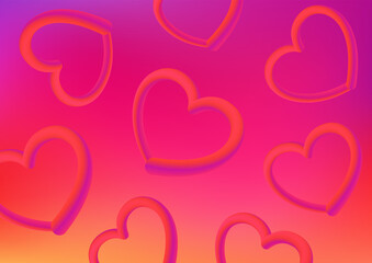 Vector card with 3d hearts on a red gradient background. It can be used for congratulations on Valentine's Day, wedding, or other romantic holidays.