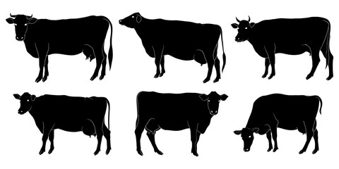 hand drawn silhouette of cow