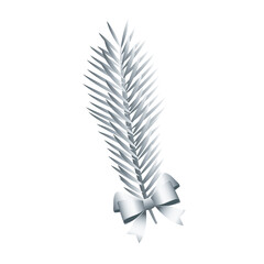 happy merry christmas silver fir leaf tree and bow