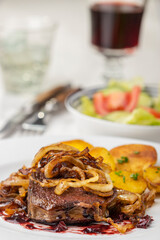 zwiebelrostbraten, a german steak with onions