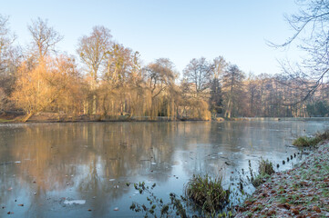 Pond at Orunia park in winter time.