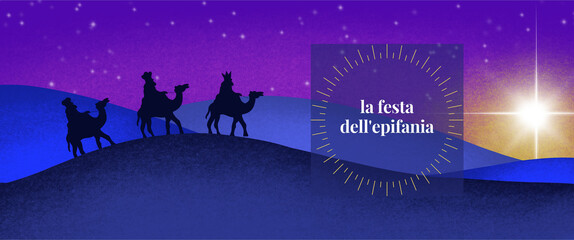 la festa dell'epifania - trzej królowie, święto trzech króli, 6 stycznia, język włoski  - obrazy, fototapety, plakaty
