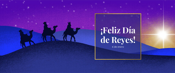 Día de los Reyes Magos - trzej królowie, święto trzech króli, 6 stycznia, język hiszpański  - obrazy, fototapety, plakaty