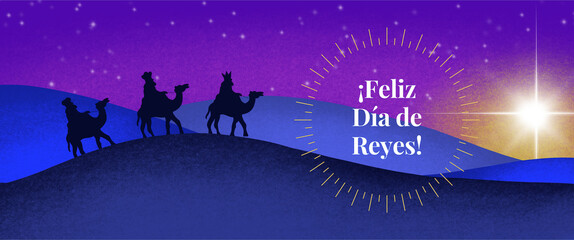 Día de los Reyes Magos - trzej królowie, święto trzech króli, 6 stycznia, język hiszpański  - obrazy, fototapety, plakaty