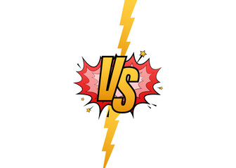 VS Versus Blue and red comic design. Battle banner match, vs letters competition confrontation. Vector illustration.
