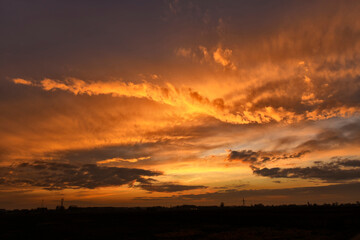 Beautiful summer sunset dramatic sky