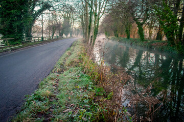 Fototapeta na wymiar Foggy Sunrise at Irish Canal