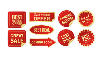 Modern red special sale, best and special offer and special discount stickers, great design for any purposes. Vector illustration.