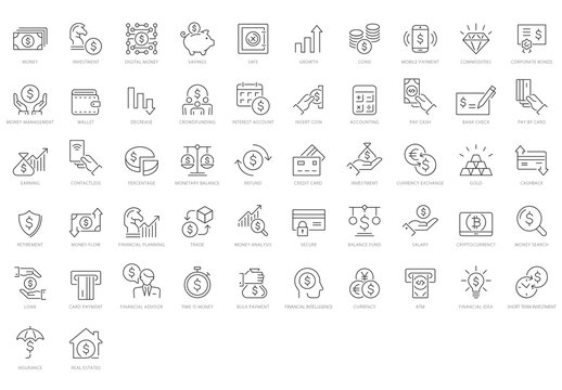 Money And Valuables Icon Set