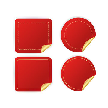 Modern red stickers set great design for any purposes. Vector illustration.