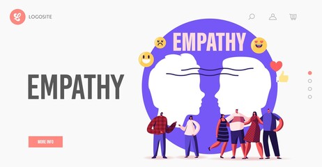 Characters Show Empathy Landing Page Template. Emotional Intelligence, Communication Skills, Reasoning and Persuasion