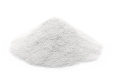 Fototapeta na wymiar Baking soda pile isolated on white background, sodium bicarbonate, side view