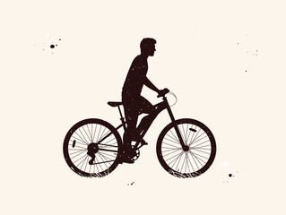 Naklejka na ściany i meble Man on bicycle. Cyclist on bike abstract silhouette. Night starry sky