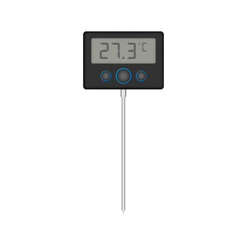 Kitchen Or Laboratory Thermometer. Food Temperature. Vector Stock Illustration.