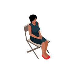 Fototapeta premium Woman On Folded Chair