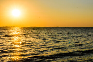 View on a Kremenchug reservoir at sunset. Summer landscape
