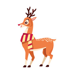 happy merry christmas reindeer wearing scarf icon