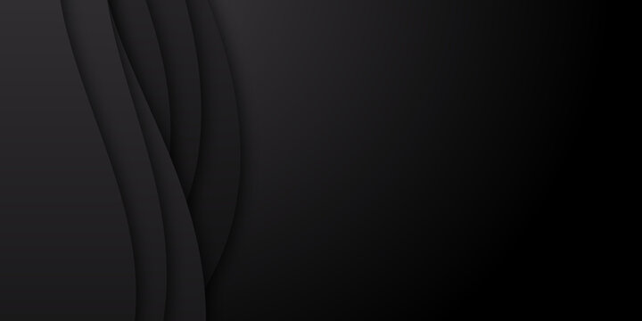 Black wave abstract business tech background. Vector illustration. Trendy dark black grey color of 2021 background. Suit for business, corporate, institution, party, festive, seminar, and talks