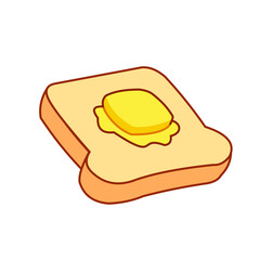 Toast with butter on white background