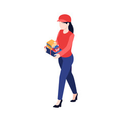 Female Postman Isometric Composition