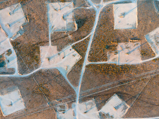 Overview the pumpjacks in New Mexico oil fields