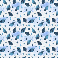seamless watercolor pattern with leaves