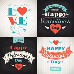 Valentine's day posters with cute heart and lettering