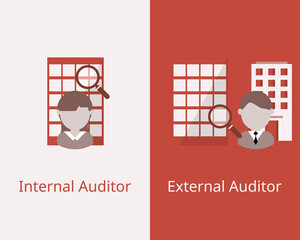 internal auditor VS external auditor vector
