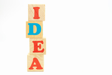 Multicolored cubes on white background word idea