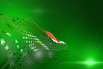 wonderful digital picture of Egypt flag of dots waving on green - bokeh and space for text - any holiday flag 3d illustration..