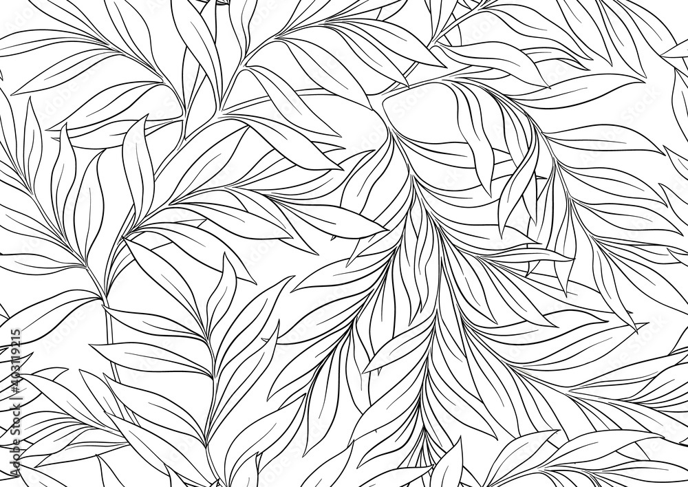 Wall mural floral seamless pattern, background in art nouveau style, vintage, old, retro style. outline vector 