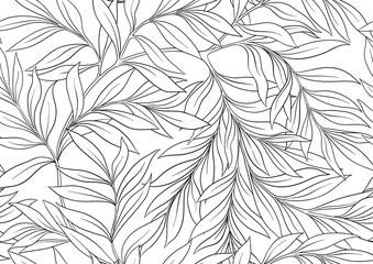 Floral Seamless pattern, background In art nouveau style, vintage, old, retro style. Outline vector illustration Isolated on white background..