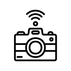 Camera icon vector illustration in line style about internet of things for any projects