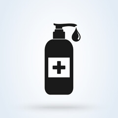 Hand sanitizer icon. Washing hand with sanitizer liquid soap vector