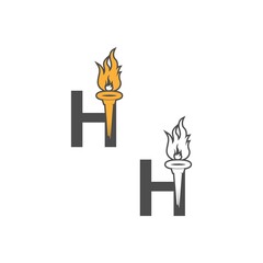Letter H icon logo combined with torch icon design