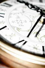 Close up of old antique classic clock. Concept of time, history, memory. Retro/Vintage Style...