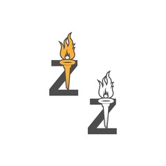 Letter Z icon logo combined with torch icon design