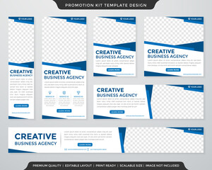 set of multipurpose business promotion kit template with abstract style use for digital ads
