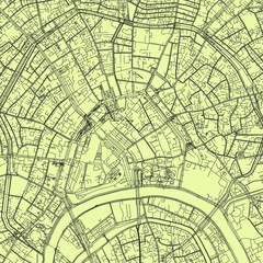 Detailed road map plan in retro beige style of european city of downtown Moscow