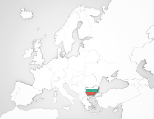 3D Europakarte auf der Bulgarien hervorgehoben wird