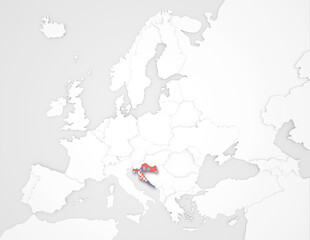 3D Europakarte auf der Kroatien hervorgehoben wird