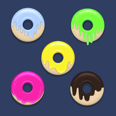 Vector Color Sugar Donuts Set