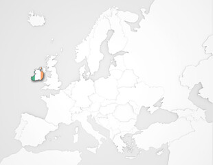 3D Europakarte auf der Irland hervorgehoben wird