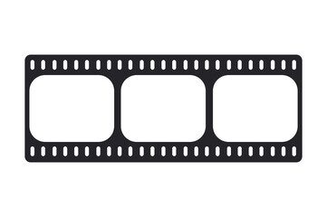 Vector blank cinema film strip. Negative frame, photo frame mockup. Cinema clipping, rectangle record movie strip.